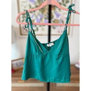 We Wore What Green Satin Camisole with Tie Straps Size XL